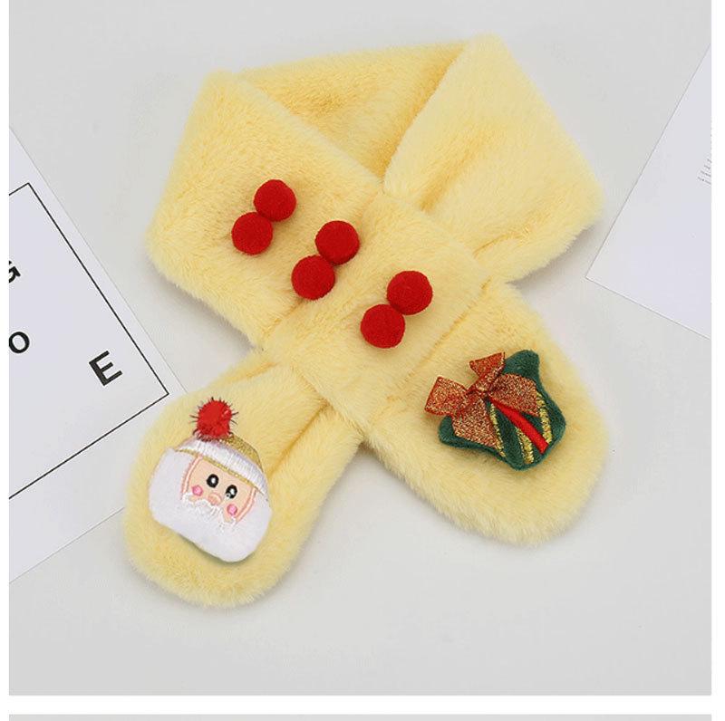 Kids' Winter Plush Scarf: Cozy, Thick, Windproof Neck Warmer with Cute Santa Design for Boys and Girls
