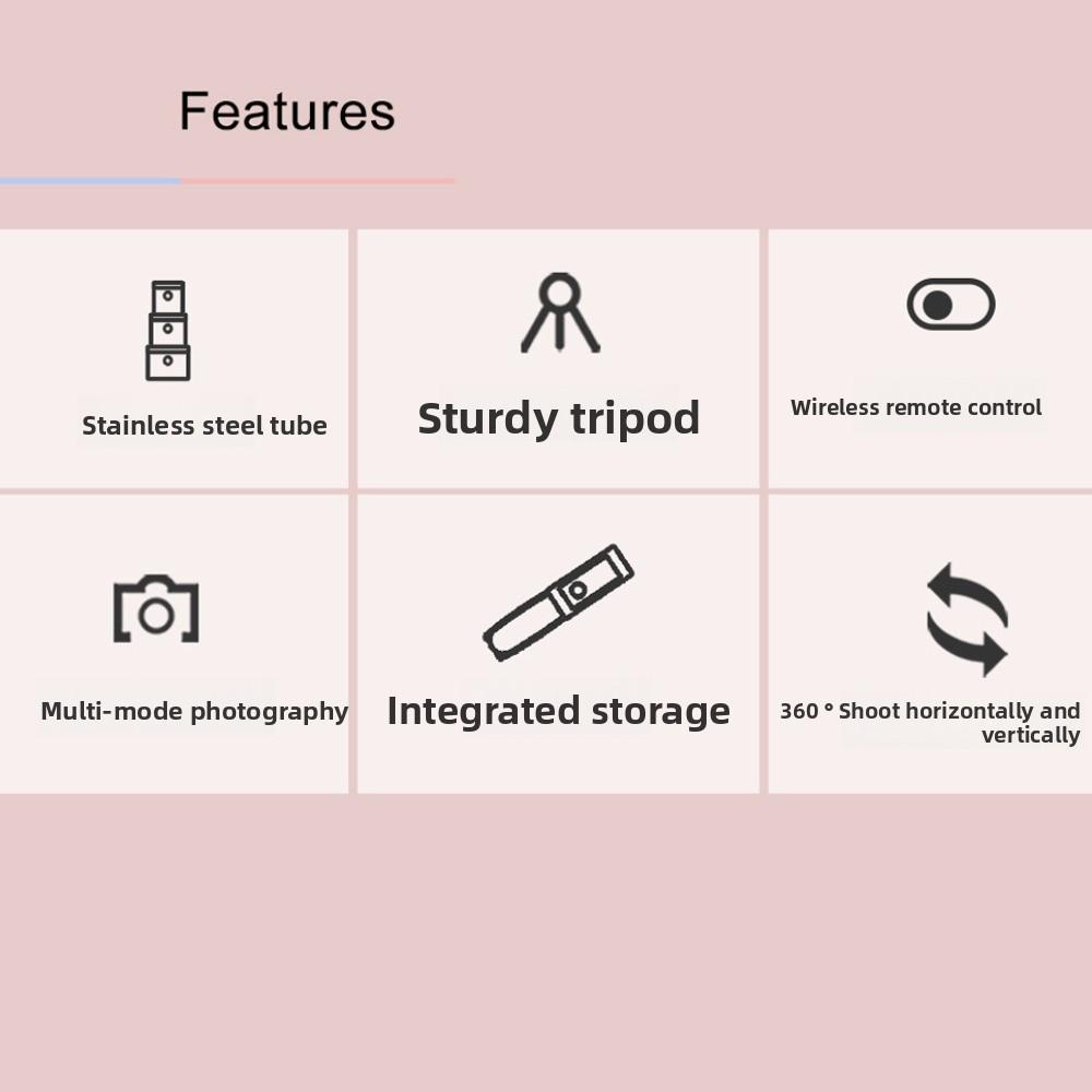 White Fill Light Bluetooth Selfie Stick Portable Telescopic Selfie Stick  Phone Accessories