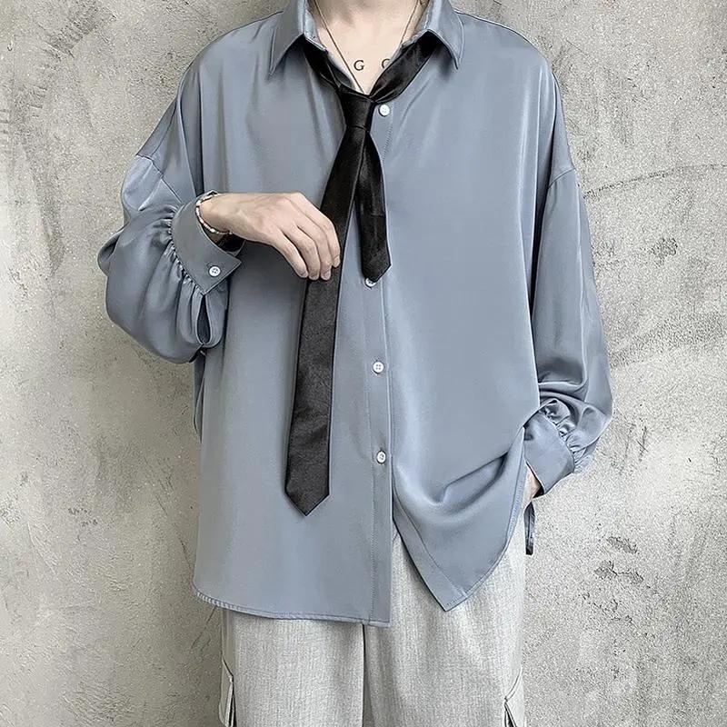 Men Spring Long-sleeved Shirts Korean Comfortable Blouses Male Harajuku Casual Loose Single Breasted Shirt