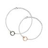 Pair Bracelet Set of 2 Double Ring Couple Hypoallergenic Surgical Stainless Steel Pink Black [White Clover] & 20cm/23cm 4SBR042GO&4SBR043BK