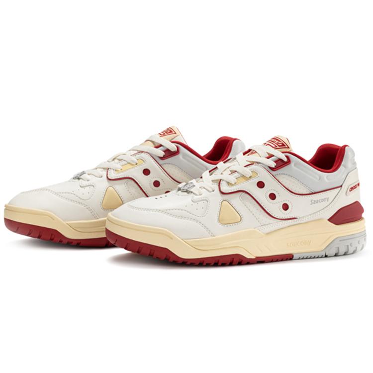 Saucony Cross 90 Leather Casual Slip Resistant Abrasion Resistant Low top Skateboard Shoes Unisex Red White S79035-5