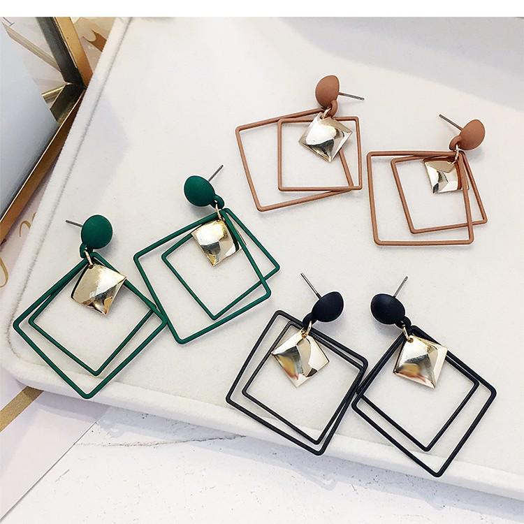 Trendy Rhombus Alloy Earrings: Stylish, Creative Accessories for Fashionable Individuals
