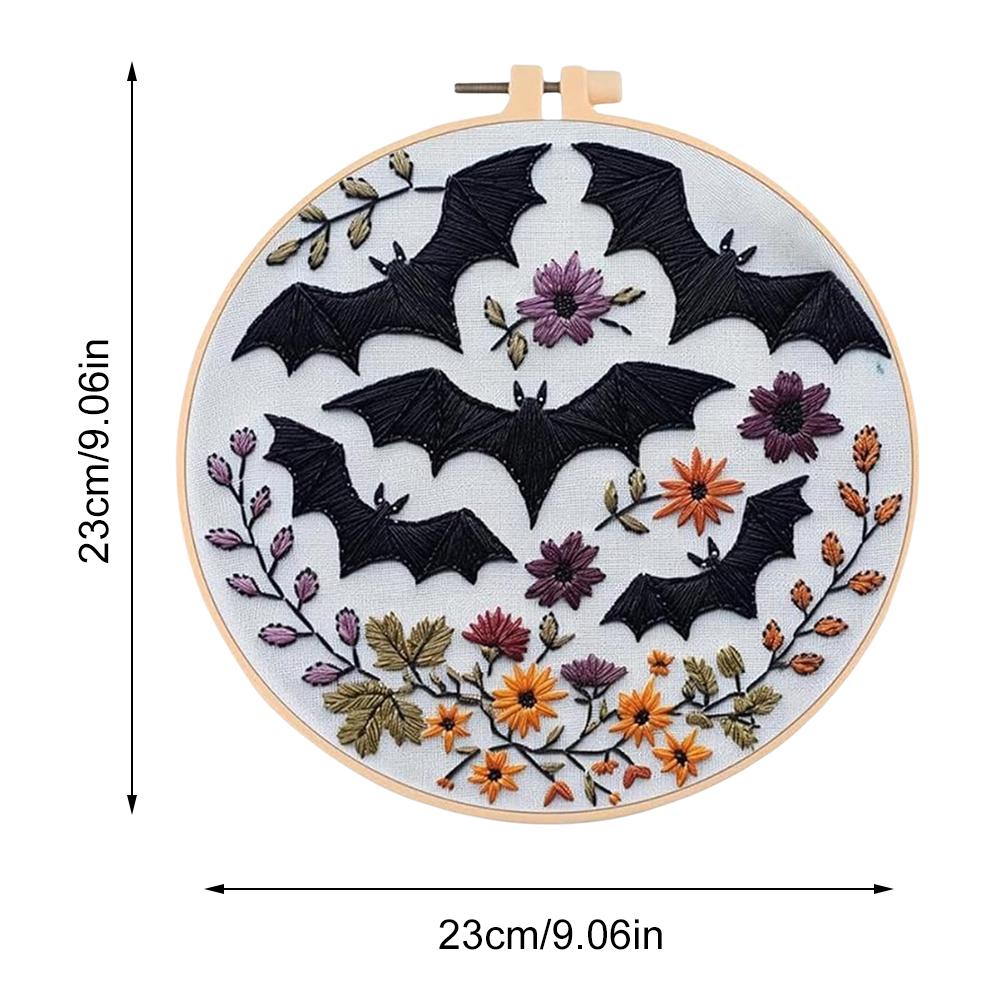 Halloween Embroidery Starter Kit Ghost & Gothic Stamped Pattern Cross Stitch DIY Christmas Decoration Embroidery Kit for Adults