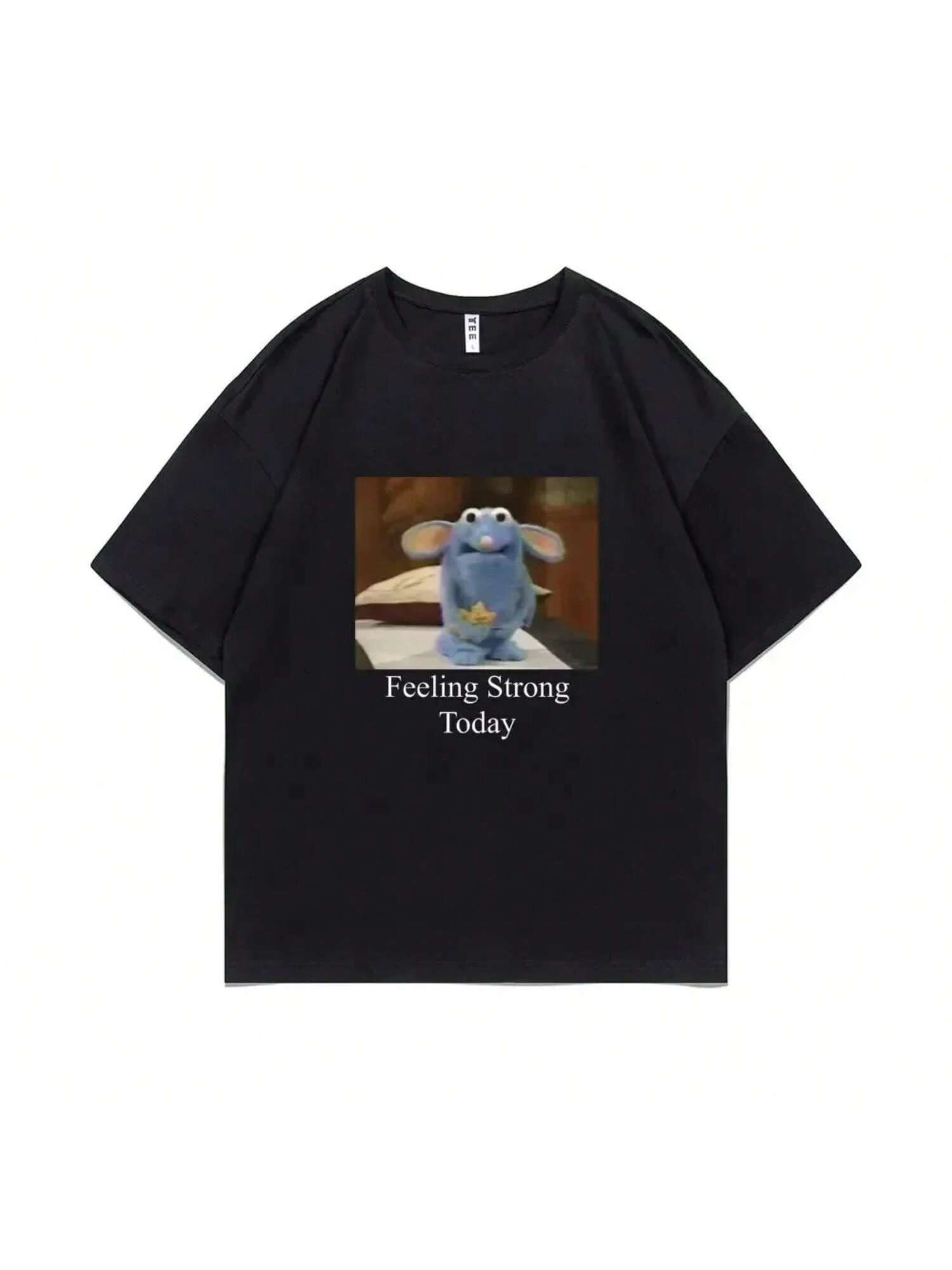 Tutter Feeling Strong Today T-Shirt Anxious Tutter Tshirt Funny Mouse Graphic T Shirts  unisex Wo unisex Casual Oversized Short Sleeve S разноцветный