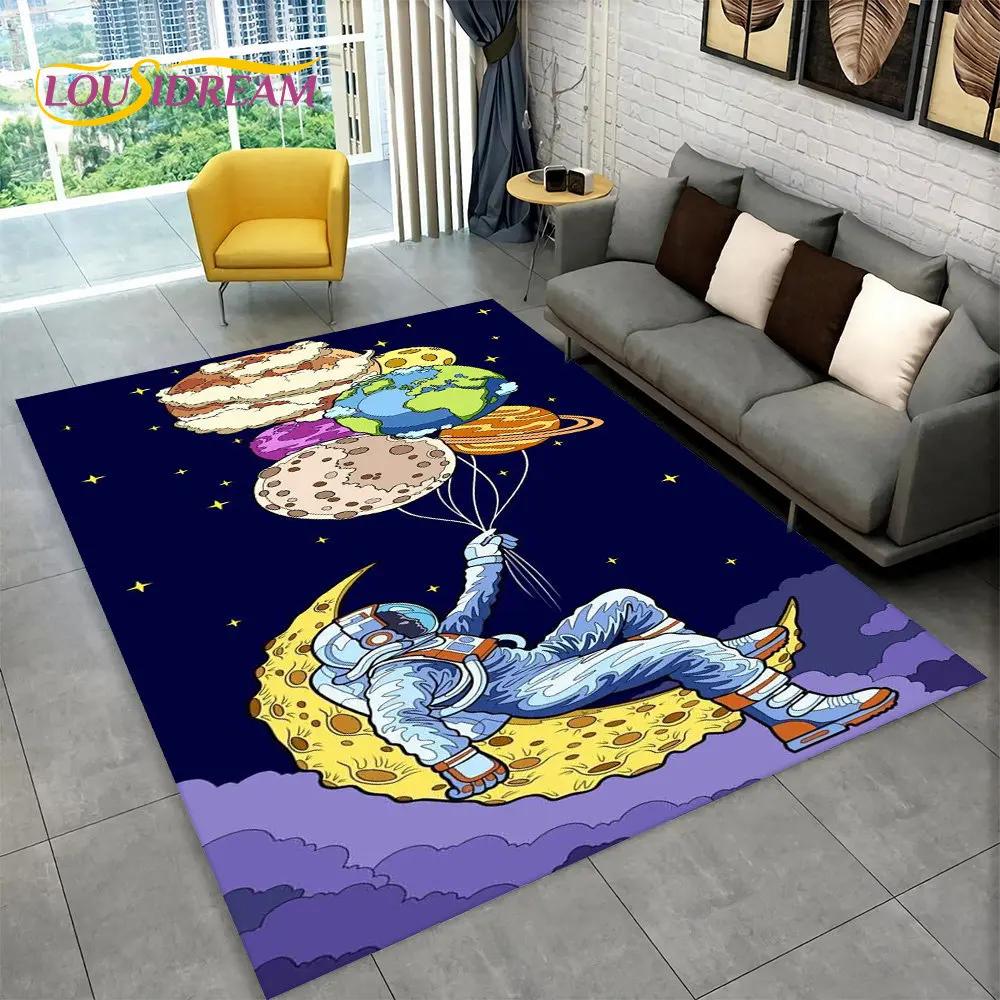 Dywanik z kreskówkowym astronautą kosmicznym 3D, Dywanik do domu, salonu, pokoju dziecięcego, pod sofę, wycieraczka, Mata podłogowa dla dzieci antypoślizgowa