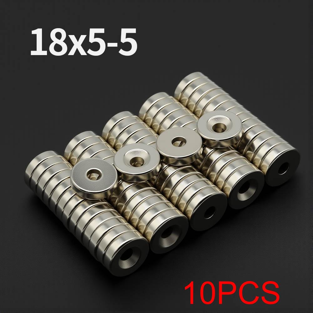 18x5-5mm Stark mit Löchern Neodym-Magnet N35 NdFeB Permanentmagnetische Magnete Rund Super Stark Kühlschrankmagnete DIY