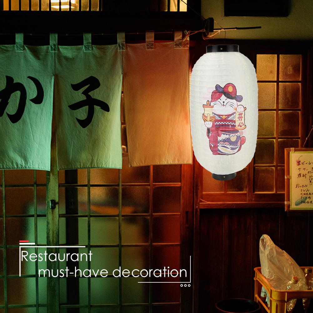 Lucky Cat Traditional Japanese Style Lantern Waterproof 10 Inch Printing Hanging Lantern for Restaurant Chochin Bar Decoration