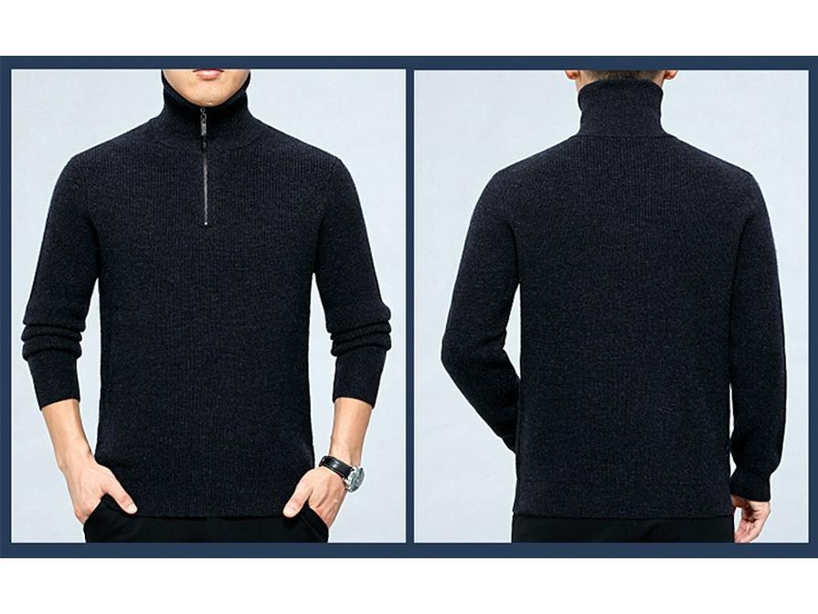Men's Autumn/Winter Half-High Neck Cashmere Sweater - Fashionable Long-Sleeve Thick Knit Jumper