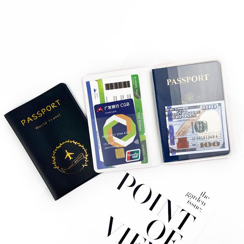 Travel Accessories Leather Passport Holder Letter Print Passport Case Travel Id Card Holder Plane Ticket Holder Passport Covers