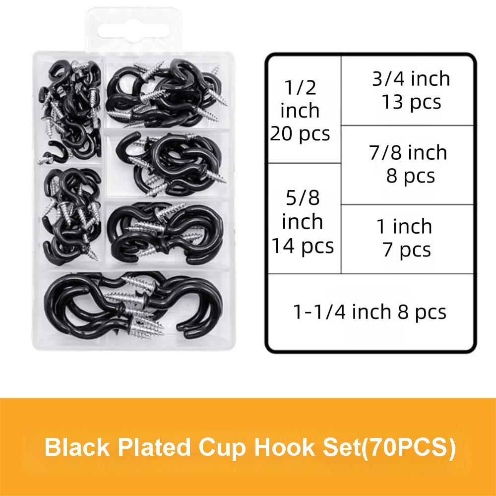 70pcs Anti-Rust Open Type Screw Eye Ring Hook Premium Metal Hardware Set Combination Kit  Kitchen