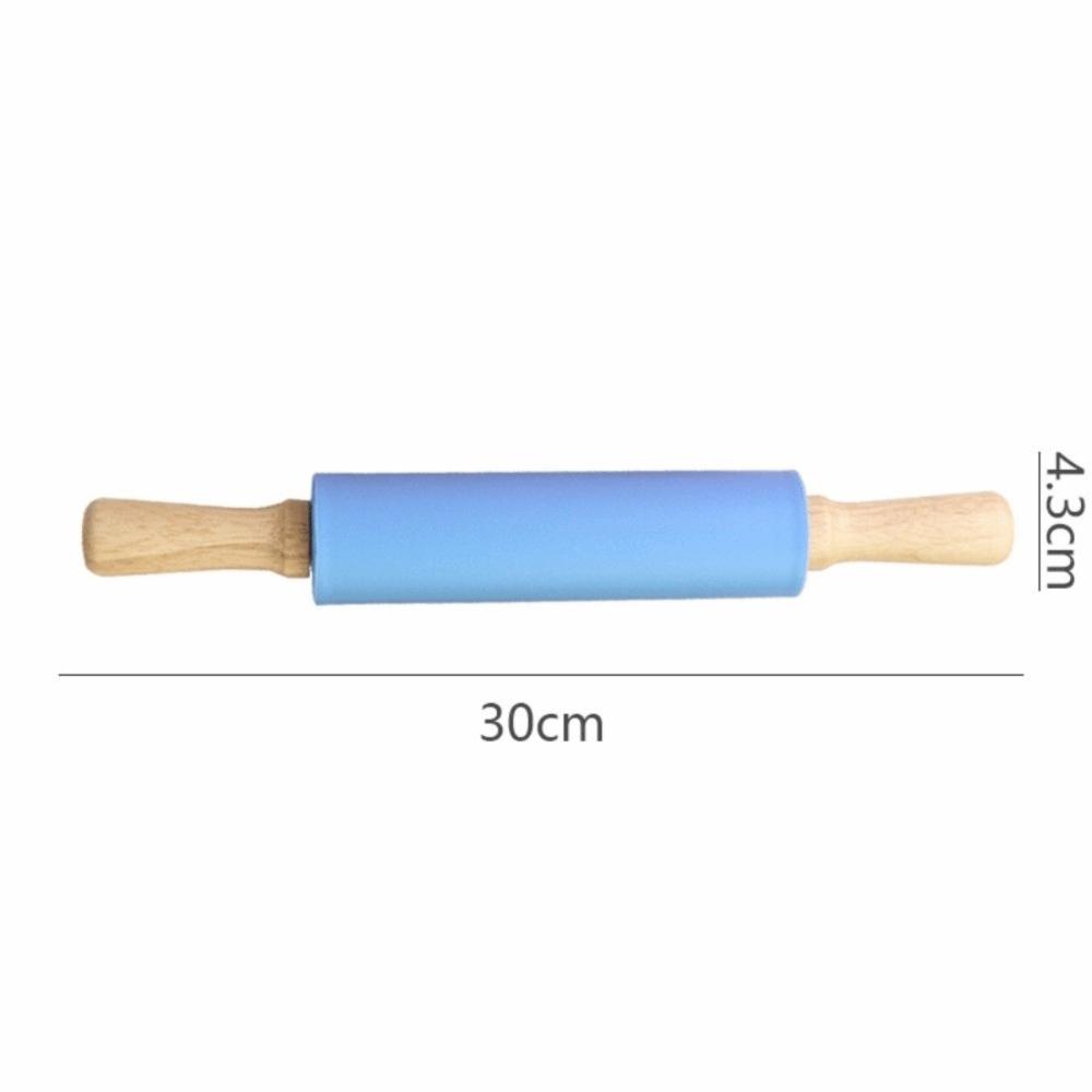 Multicolor Pastry Dough Roller Wooden Handle Flour Roller New Silicone Rolling Pin Cooking Utensil