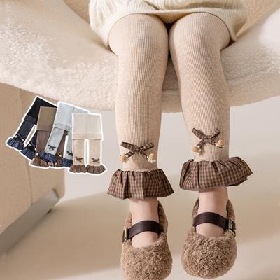 Baby Mädchen Leggings Strumpfhosen Baby Strumpfhose Kind Kleinkind Lotusblatt Spitze Hose Baumwollstrick Hose Für Kind Säugling Legging Winter