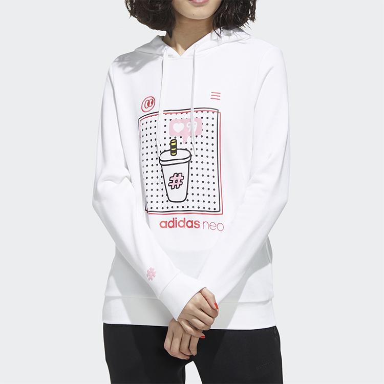 Adidas Neo Sports Casual Hooded Pullover Sweatshirt Women Sweatshirt White GE4291