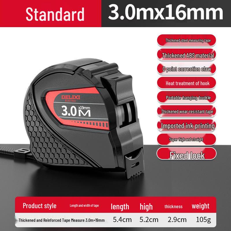 Delixi High Precision Wear-Resistant Steel Tape Measure: 3m, 5m, 10m - Durable and Drop-Proof for Household Use.