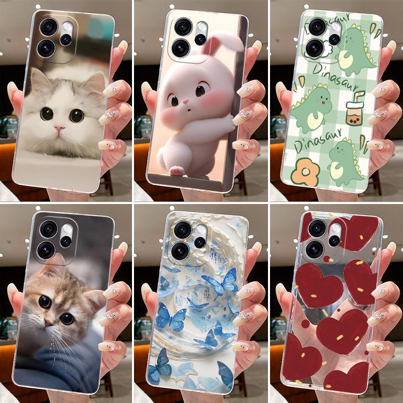 Jelly Casing For OPPO Reno15 F 5G Capa Reno 15 Pro Max 15PRO Clear Silicone Soft TPU Back Cover Cute Cat Rabbit Heart Phone Case