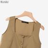ZANZEA Women Sleeveless Vest Tops and Cropped Pants Summer Two Piece Suit Sets
