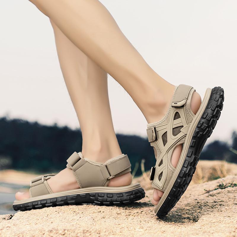 Letní pánské sandály pravá kůže pánská obuv pro volný čas Outdoor muži kožené sandály pro muže plážová obuv pánská římská obuv