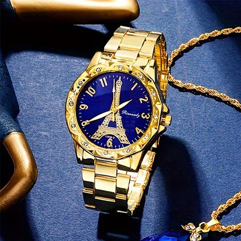 Elegant Luxury Series Women's Watch Fashion Paris Diamond Set Quartz Watch Women, Alloy Band