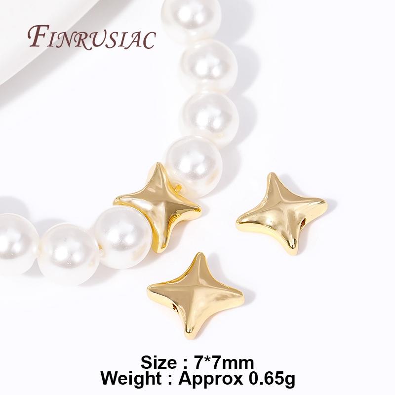 Fashion 18K Gold Plated Brass Star/X Shape Spacer Beads For Pearl Necklace Making, Separators for Beads DIY Beadwork Accessories