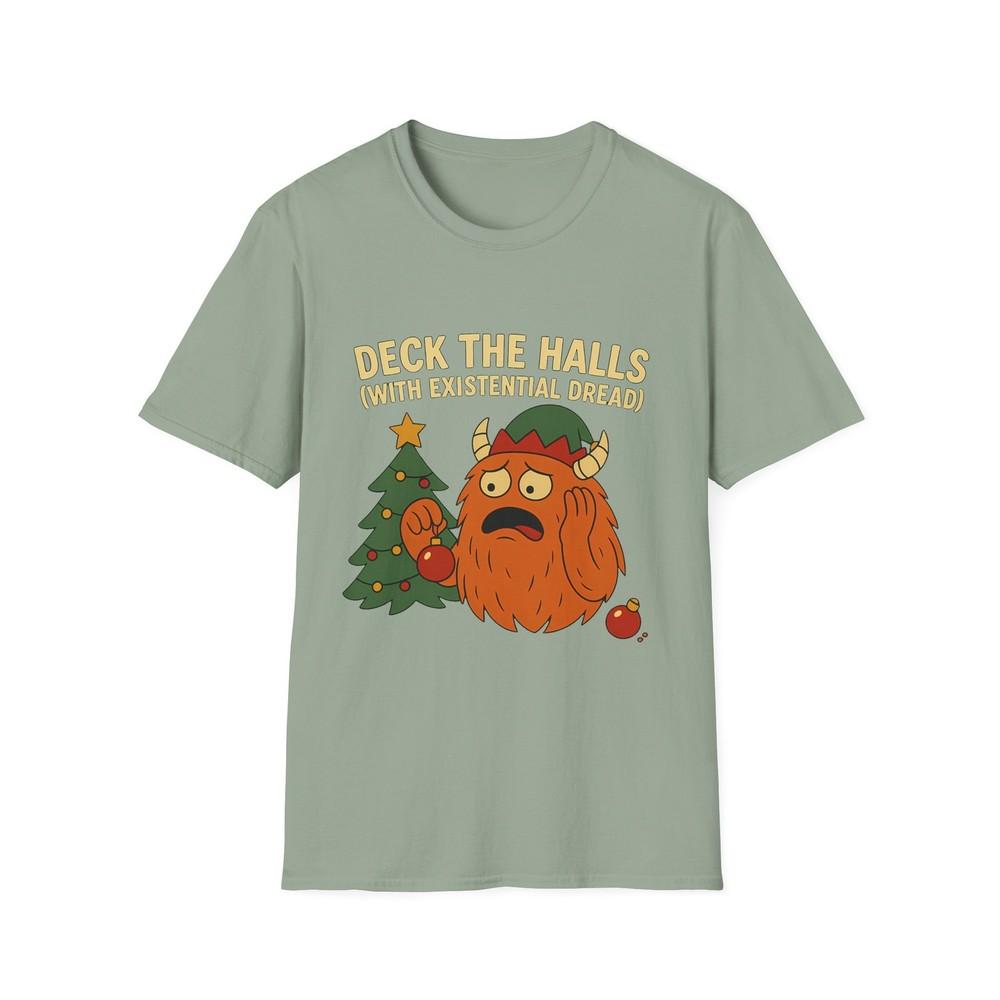 

Unisex Softstyle T-Shirt Deck the Halls Funny Monster , Christmas M