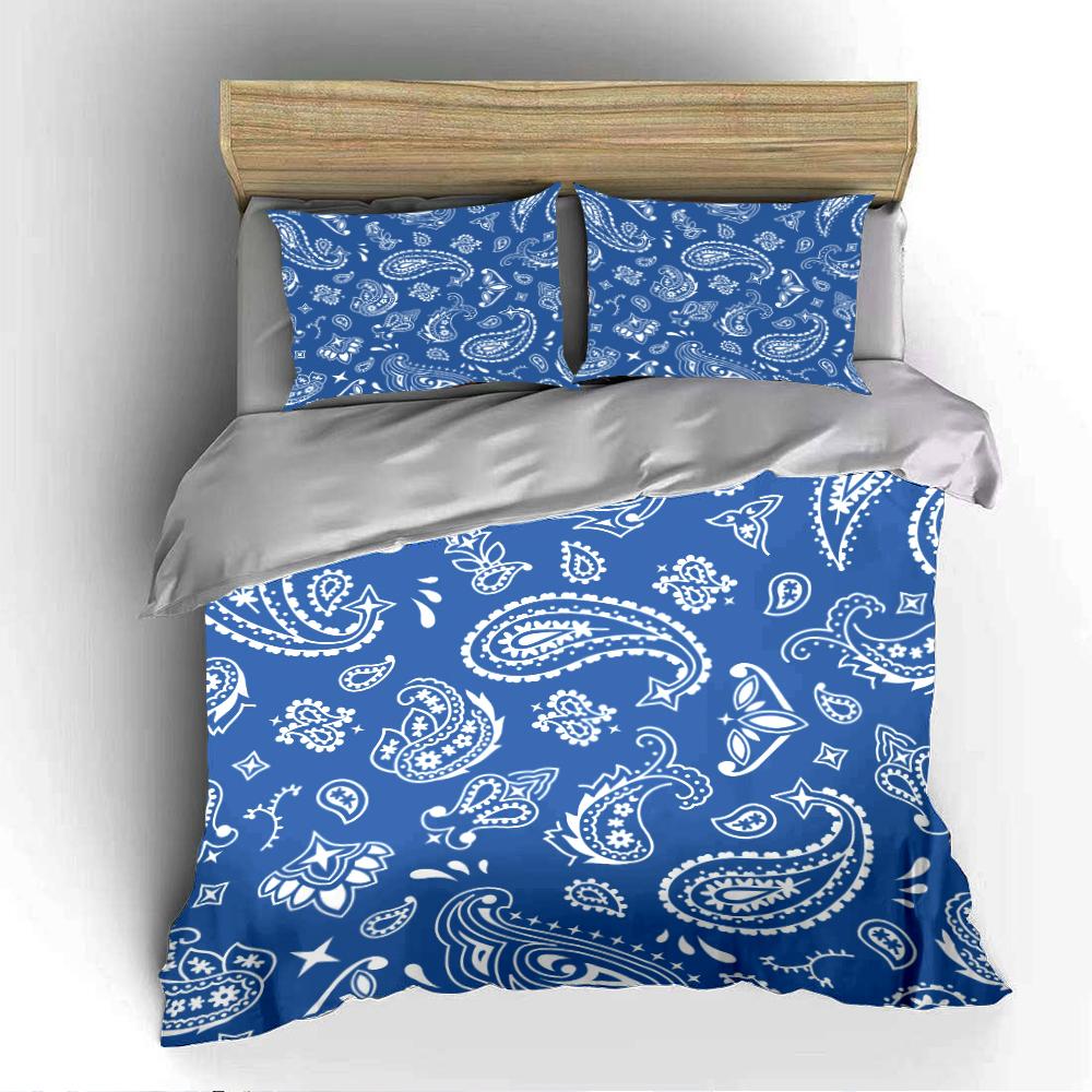 Blue Paisley Pattern Bedding Set Bedding set (1 duvet cover, 2 pillowcases, duvet not included)