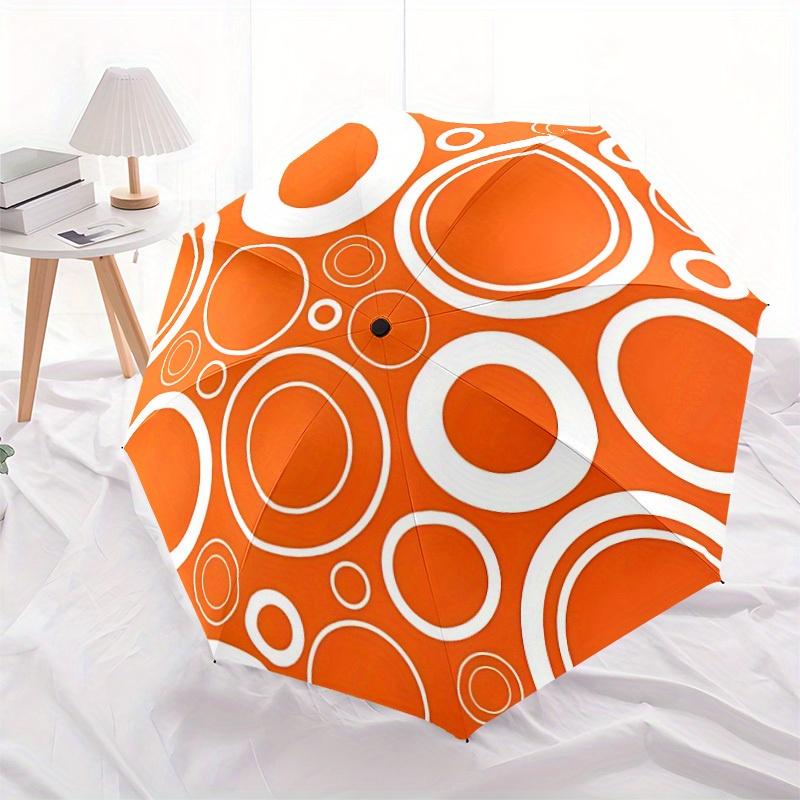 1pc Circles Pattern Auto Folding Umbrella, 8-Rib Sturdy Canopy, Portable Travel Umbrella for Outdoor Use