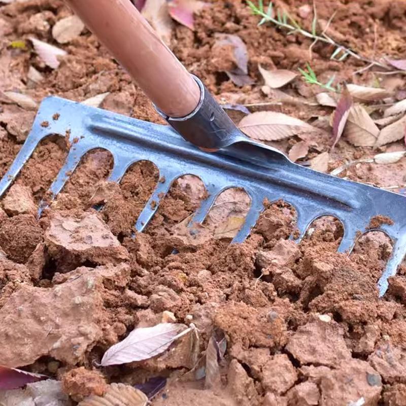 Manganese Steel Integrated Rake Rake Grass Loose Soil Rake Farm Tools Weeding Nail Rake Farm Tools
