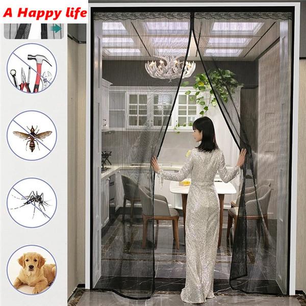 Big Size Magnetic Screen Door, Easy-install Strong Magnets Anti Mosquito Fly Curtain with Reinforced Hook & Loop for Kitchen, Living Room