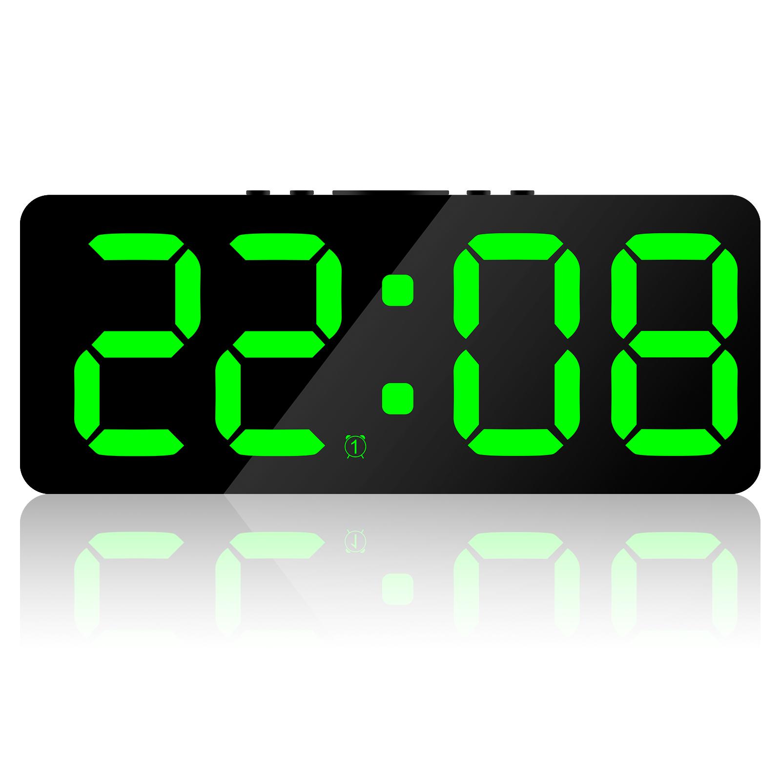 

Цифровой будильник с большим светодиодным дисплеем, яркостью, регулируемой яркостью, цифровыми часами с портами USB для зарядки, прикроватным будильником с функцией повтора сигнала