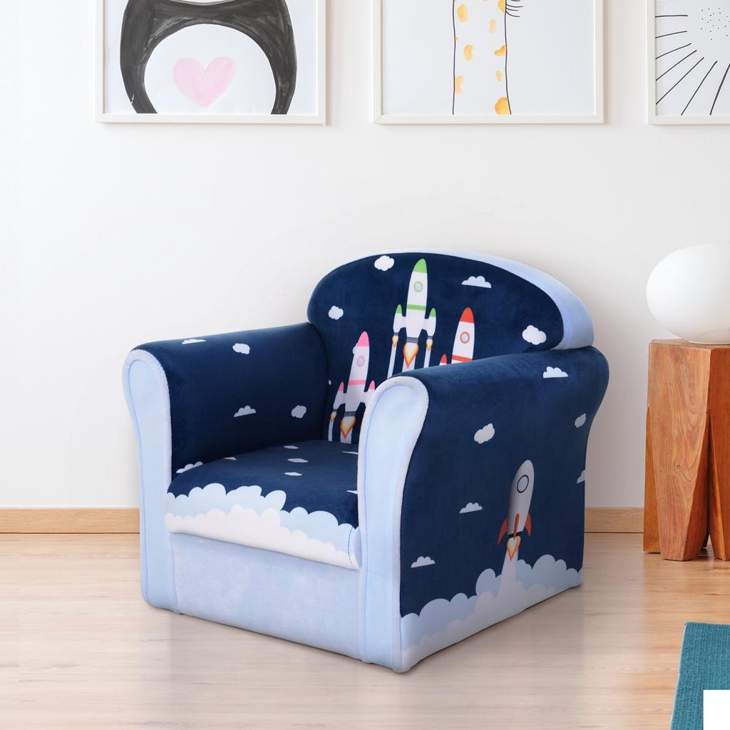 Children Chair Armchair Single Sofa, 50 x 39 x 44cm, for 18M+, Blue