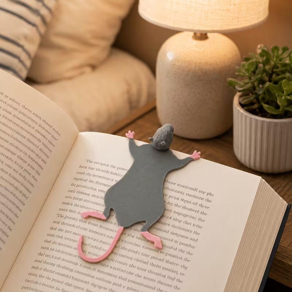 3D Printed Flattened Mouse Bookmark Cartoon Book Page Marker for Book Lovers