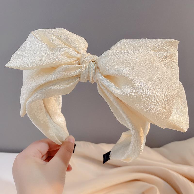 

Супер большая повязка для волос с галстуком-бабочкой, милая повязка на голову из органзы с широкими полями, женская прическа, элегантный стиль, милые аксессуары для волос белый