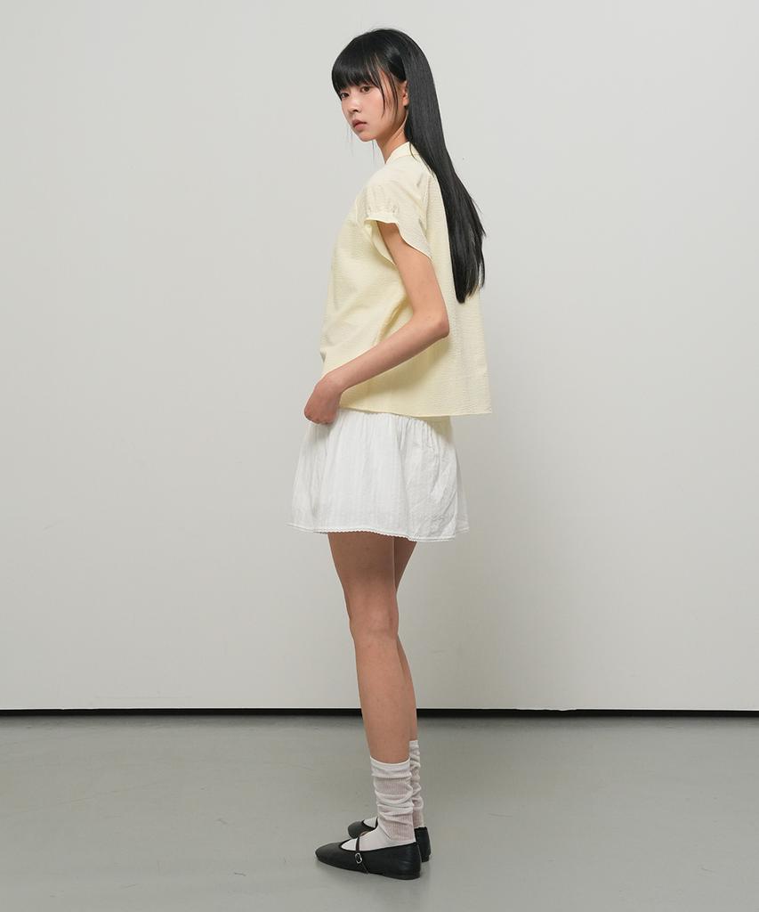 GENERALIDEA Seersucker Round Collar Blouse [Lemon] / Gf2Lbl528