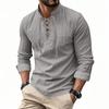 Menpure Colorlong Sleeveslinen Henry Shirt Hippiecasualbeach Stand Collar Shirt