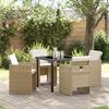 VidaXL 5-Piece Garden Dining Set with Cushions In Beige Poly Rattan 3379956