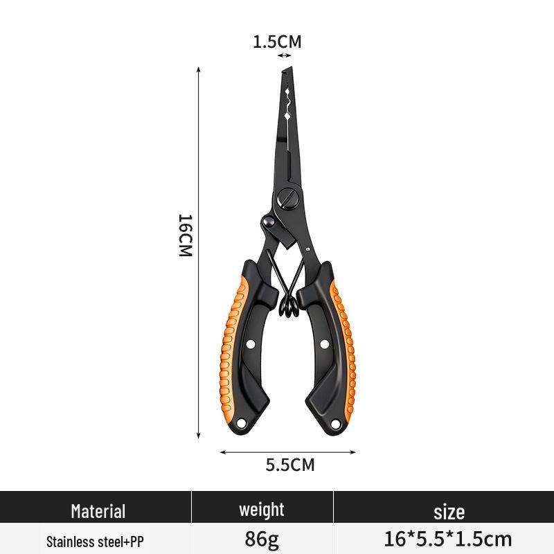 Premium Stainless Steel Multi-Functional Lure Pliers with Non-Slip Handle and Hook Remover Line Cutter for Fishing Tackle.