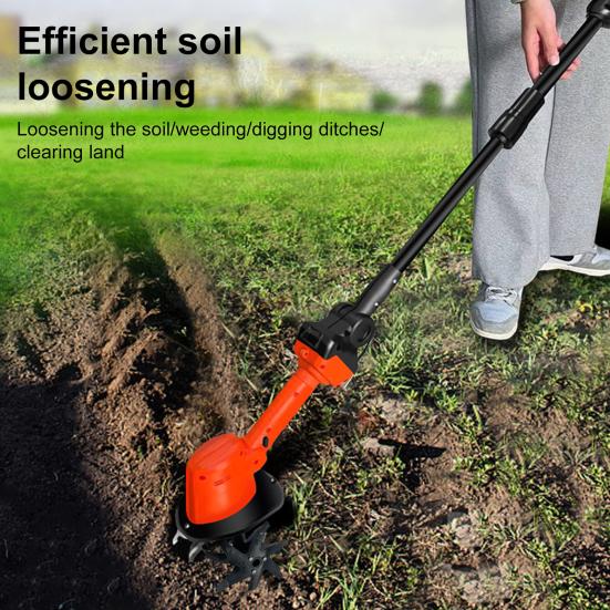 Cordless Mini Tiller Speed Ergonomic Design Cultivator Sharp Blades High Portable Battery Powered Electric