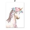 Unicorn Swan Butterfly Rainbow Cloud Flower Posters and Prints Wall Art Print Canvas Painting Pictures Girl Baby Kids Room Decor