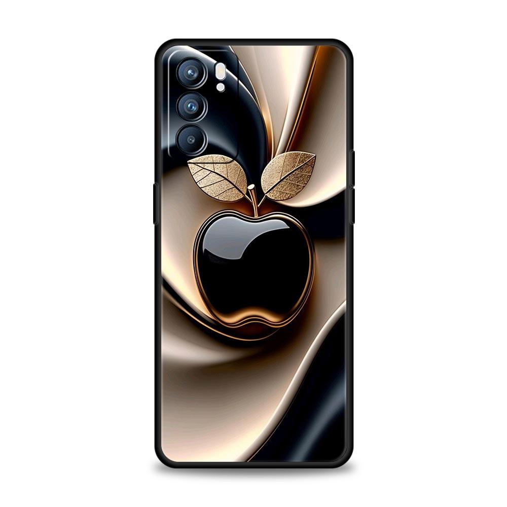 Happy Black Apple Phone Case For Oppo Reno 13 12 11 10 7 F Find X5 X6 A98 A80 A79 A78 A57 A54 A31 A17 Pro 5G Soft TPU Cover Bags