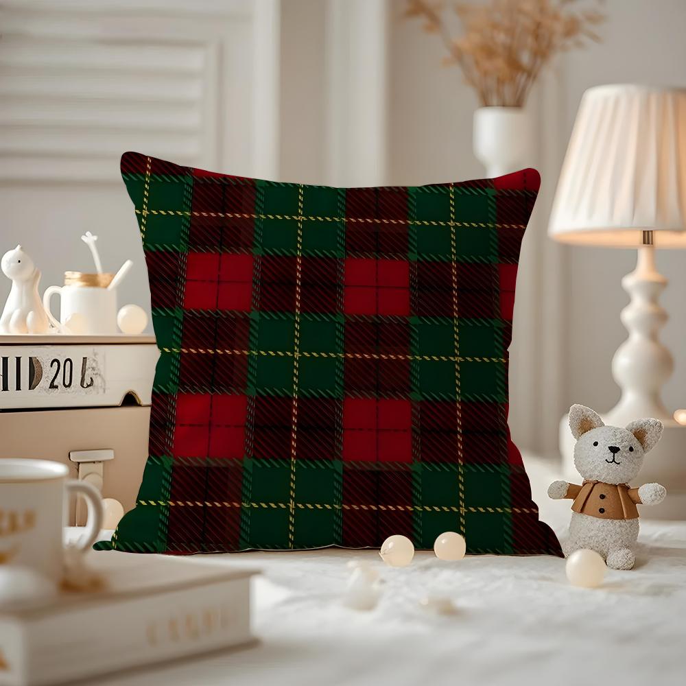 Nordic Scottish Pattern Tartan Cushion Cover Pattern Printed Pillowcase For Living Room Sofa Cushion Cover & Bedroom Decor