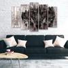 Five Piece Picture Canvas Print Wolf Forest Retro