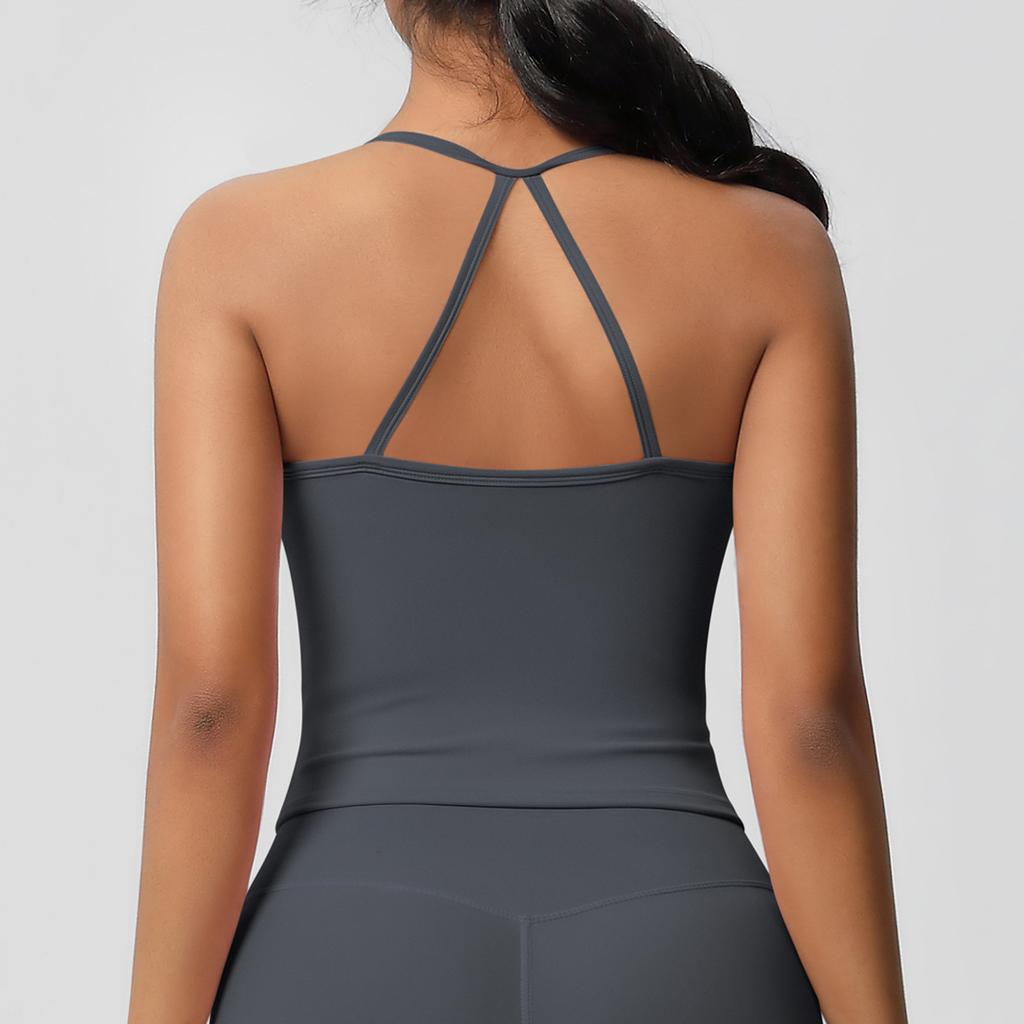 Double Sided Brushed Solid Color Tight Back Long Sports Bra, Running Fitness Yoga Suit, Vest For Women