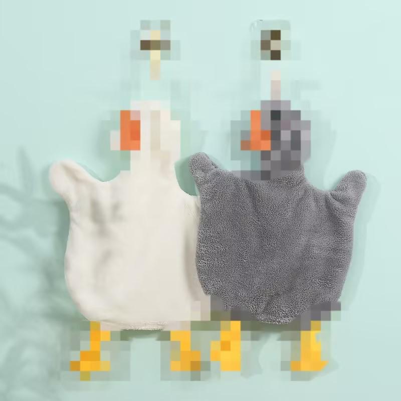 Große Gans Niedliches Korallenfleece Hängehandtuch für Küche & Badezimmer