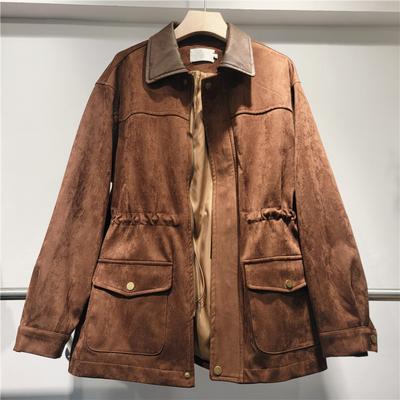 Chaqueta Casual de Manga Larga con Cuello Vintage y Cremallera para Mujer para Otoño