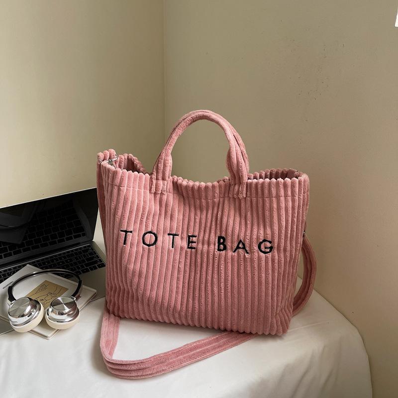 

Вместительная сумка через плечо, Женская сумка через плечо, Популярная и универсальная женская сумка из полосатого бархата, Сумка-тоут для переноски писем розовый