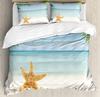 Starfish Duvet Cover King Queen Blue Ocean Bedding Set Beach Seaside Quilt Cover Sea Animal 2/3pcs Polyester Comforter Cover