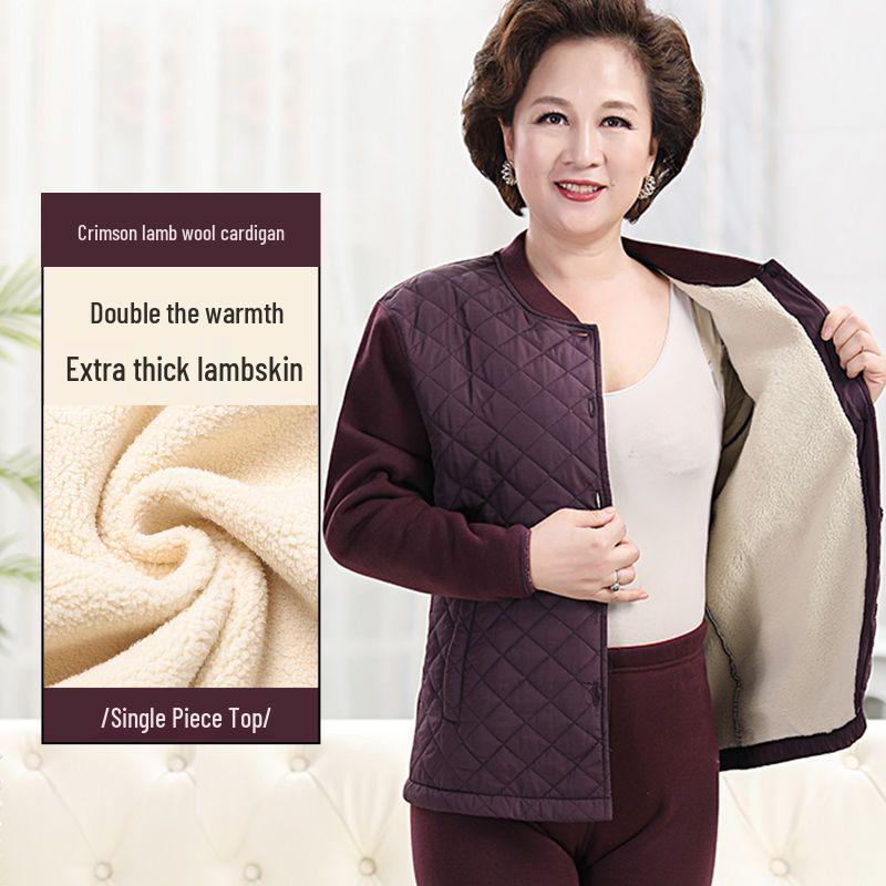 Premium Extra-Thick Winter Thermal Set for Middle-Aged and Elderly: Men's & Women's Velvet-Lined, Thick Warm Cardigan.