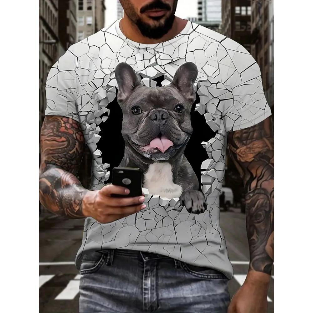 Men's casual Husky patterned printed T-shirt