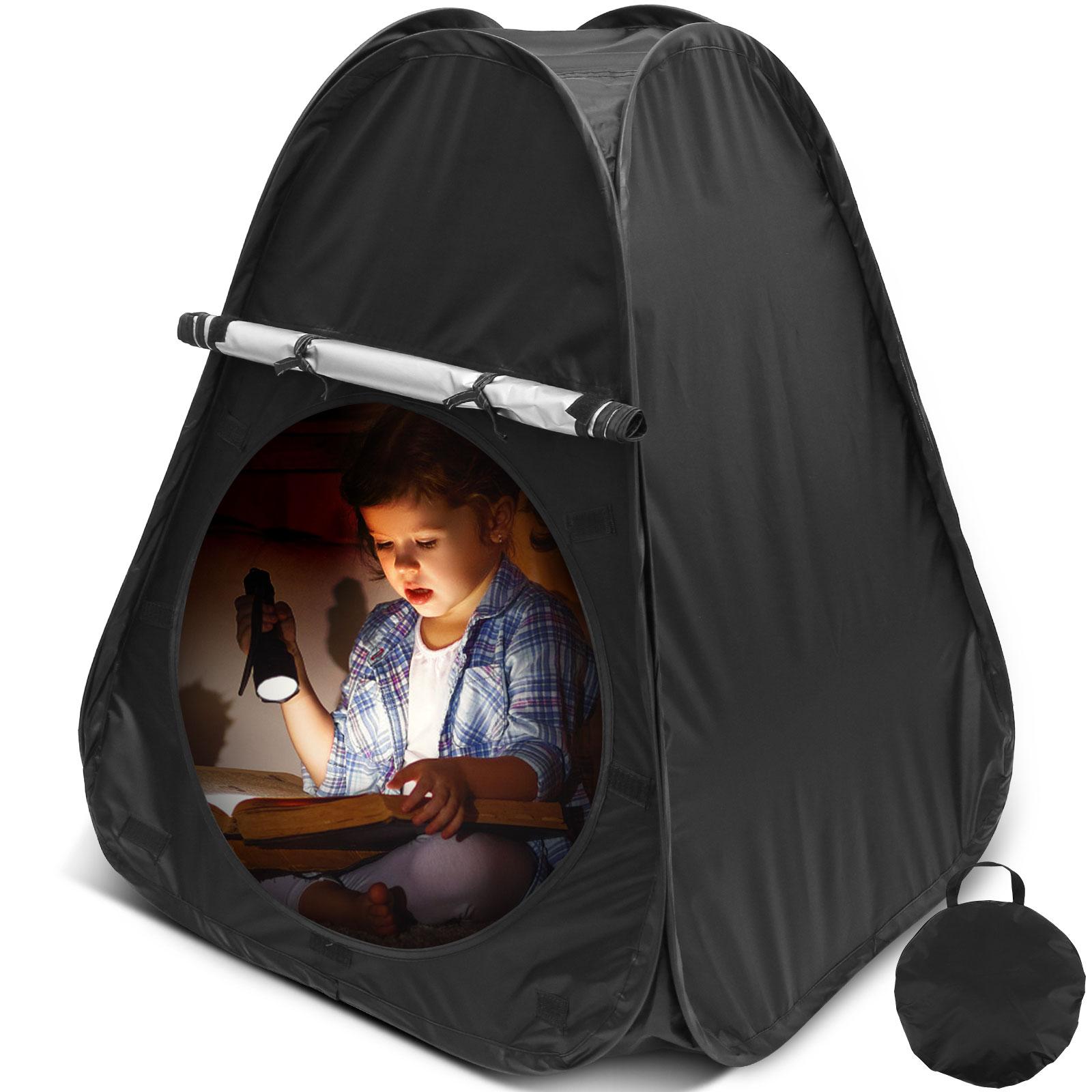 

Blackout Sensory Tent Foldable Kids Calm Corner Tent with Storage Bag Blackout Tent Children Indoor Tent for Autistic Children 78x78x88cm чорний