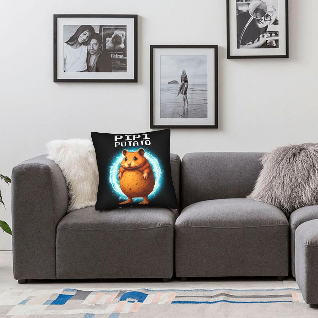 Pipi Potato Italian Brainrot Meme Pillowcases Retro Trendy Pillow Case For Living Room Bed Chair Square Pillow Cover